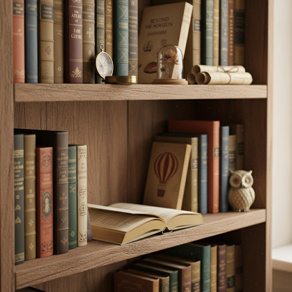 a closeup image of a bookshelf